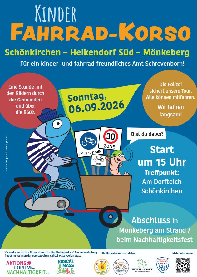 Einladungsplakat zur Kidical Mass im Amt Schrevenborn.